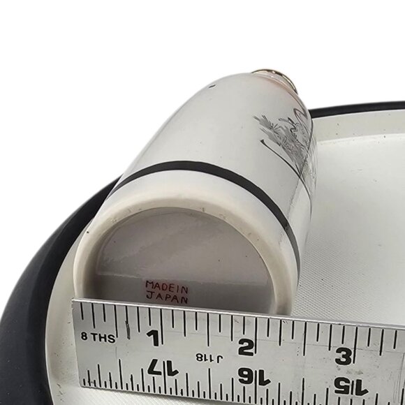 Vtg Japanese Sake Bottle Vase Porcelain Hand Painted 7” With Crane and Pine Tree - Picture 6 of 6